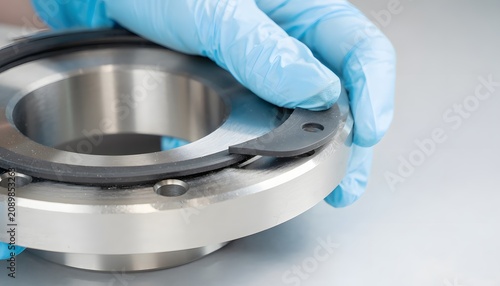 Close-up of a mechanical seal component.