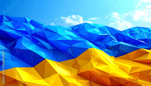 Low poly flags of the world â€“ ukraine landscape illustration