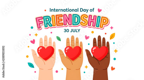 Hands holding red heart shapes, celebrating international friendship day hearts celebration