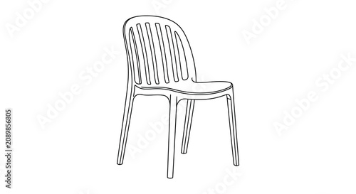 Принти на полотні Line drawing of a chair with slatted backrest on a white background
