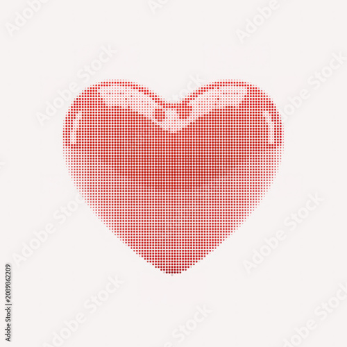 Red halftone heart shape icon