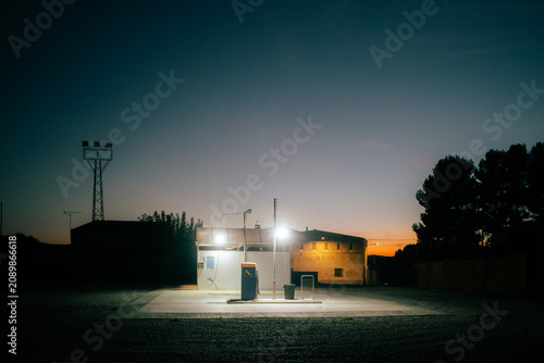 Lone Gas Station at Dusk