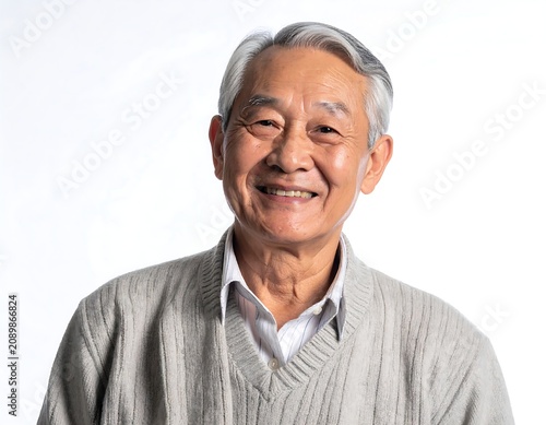 Senior man smiling in casual outdoor portrait.
