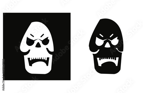 Tablou pe pânză Scary skull vector illustration and negative space.