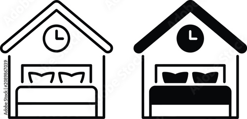 Tableau sur toile Hotel stay duration icon set vector illustration