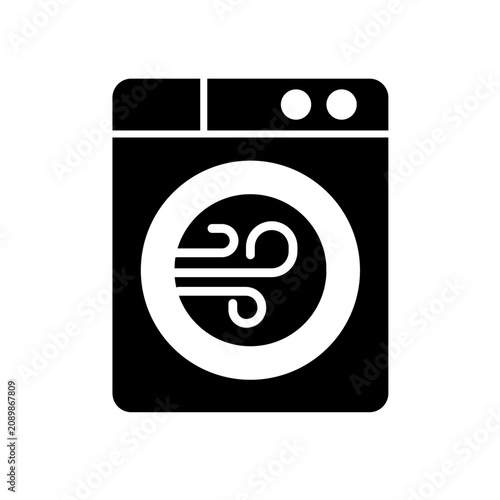 Clothes dryer with air stream - vector icon