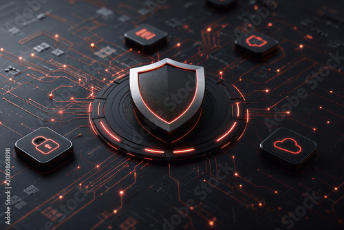 Cybersecurity Shield Protecting Cloud Data and Connected Digital Infrastructure
