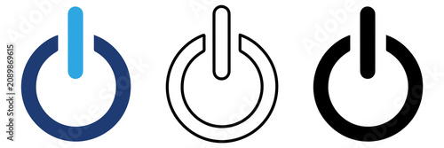 Foto Multicolor Power Button Icon Set with Filled and Outline Styles for On Off Switc