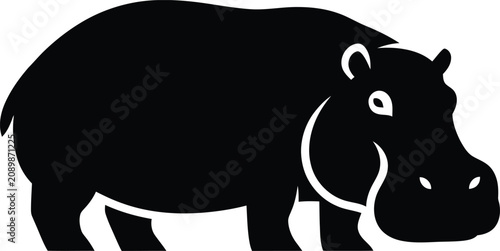 Foto Silhouette design of a large hippopotamus standing profile view vector
