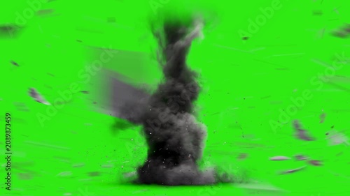 Tornado with debris green screen