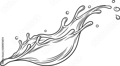 Water Splash Illustration Isolated on White Background Minimalist Style