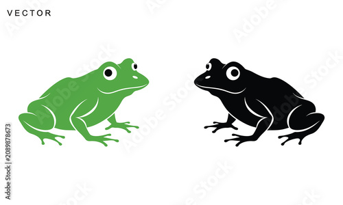 Tableau sur toile Frog logo, Frog toad amphibian black silhouette logo svg vector illustration