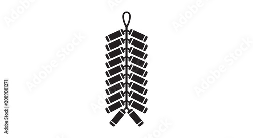 Tablou pe pânză String Of Firecrackers Black Silhouette On White Background