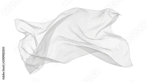 Fotografía Lightweight white translucent cloth gracefully floating and swirling against a clear backdrop, creating a delicate and ethereal visual effect