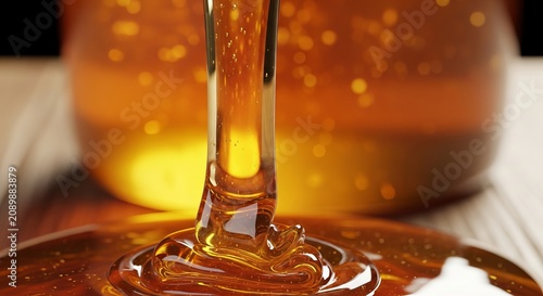 Golden Honey Pouring With Dynamic Splash Effect and Premium Food Photography Style
