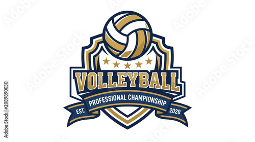 Canvastavla Professional volleyball championship emblem with a ball and shield design
