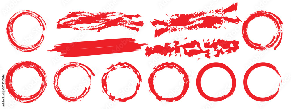Foto Red brushstrokes set
