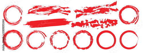 Photos Red brushstrokes set