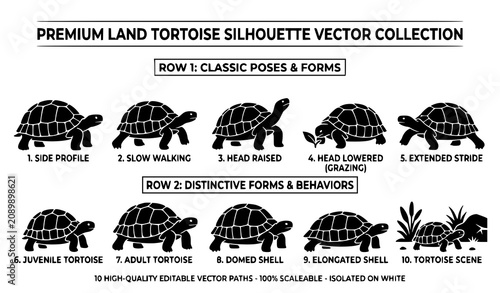 Photography Walking land tortoise silhouette vector icon collection