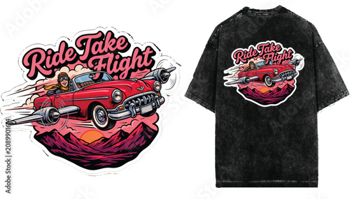 Ride take flight  print ready for t shirt, poster, sticker.
