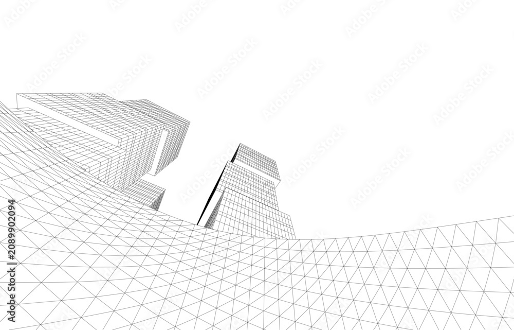 Obraz premium abstract buildings, architectural drawing 3d