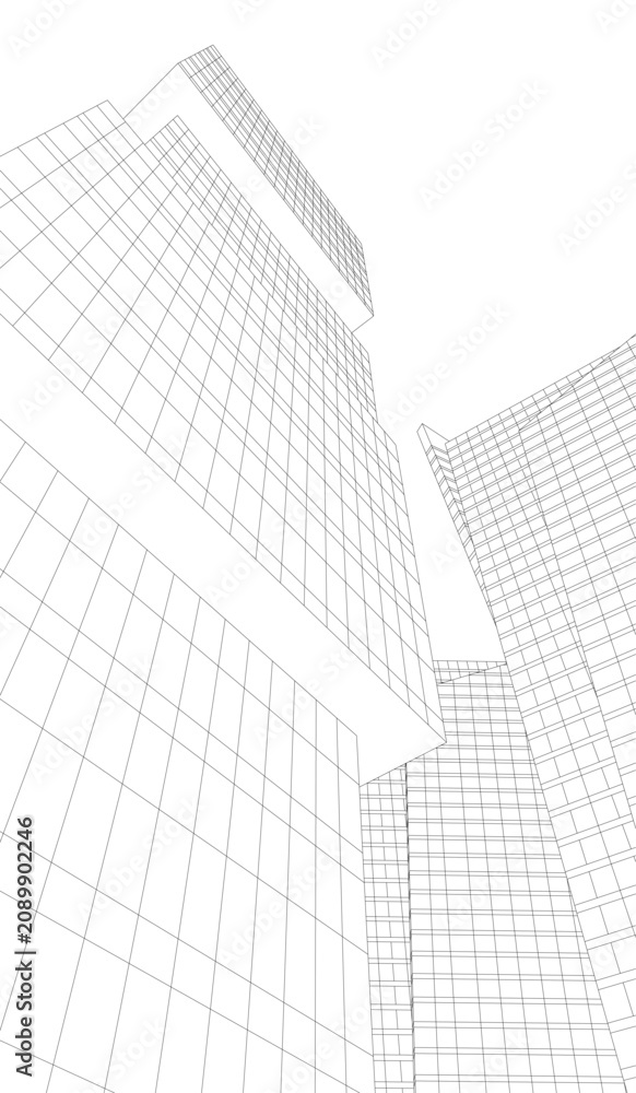 Fototapeta premium abstract buildings, architectural drawing 3d
