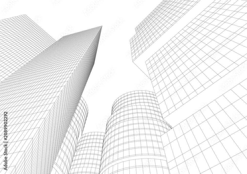 Fototapeta premium abstract buildings, architectural drawing 3d