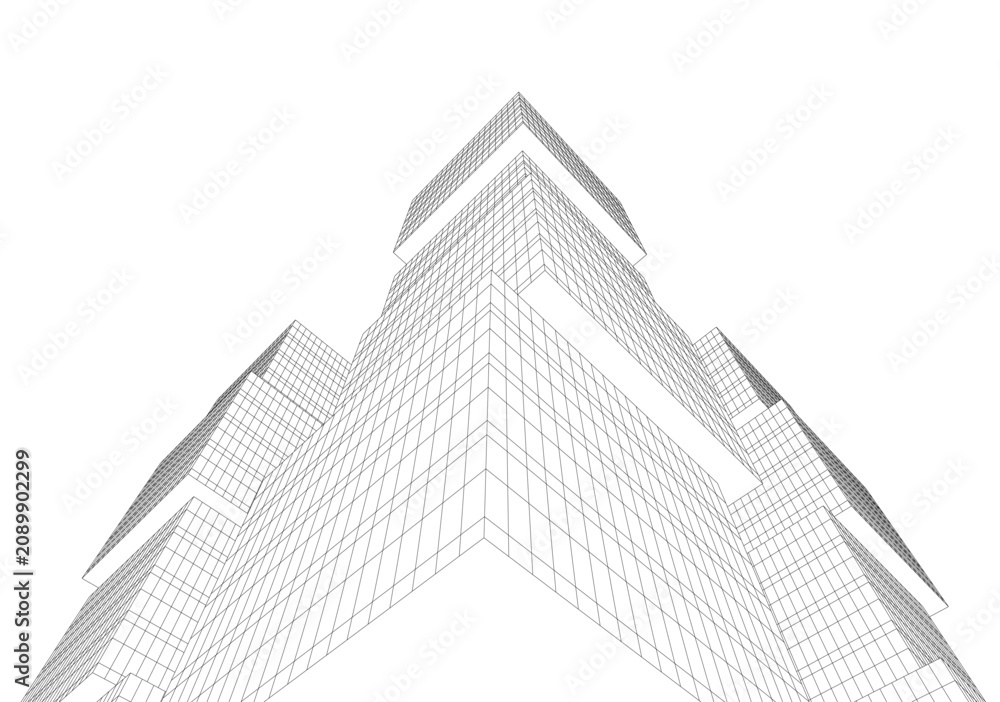 Fototapeta premium abstract buildings, architectural drawing 3d