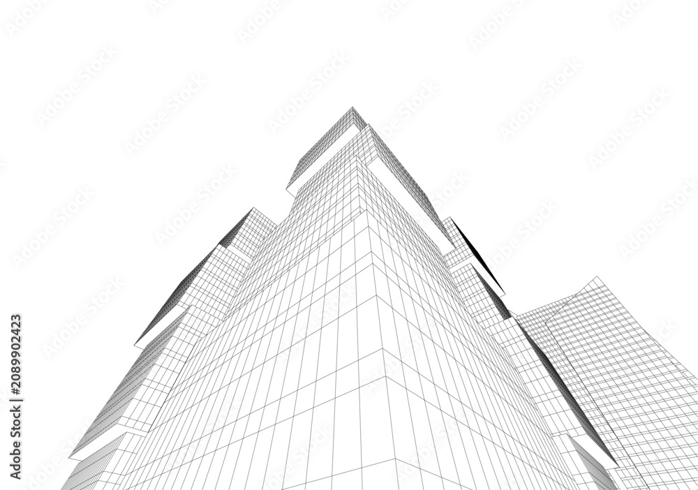 Fototapeta premium abstract buildings, architectural drawing 3d