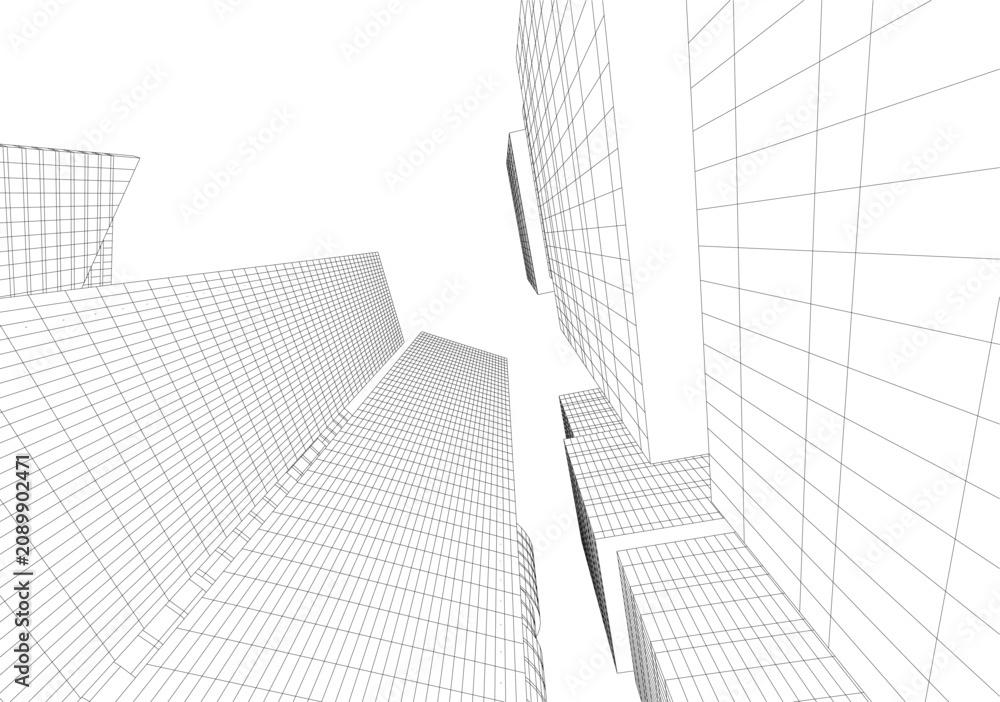 Fototapeta premium abstract buildings, architectural drawing 3d