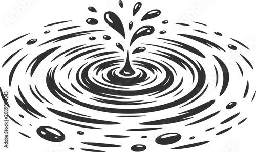 Foto Black liquid splashing and creating ripples on a white background