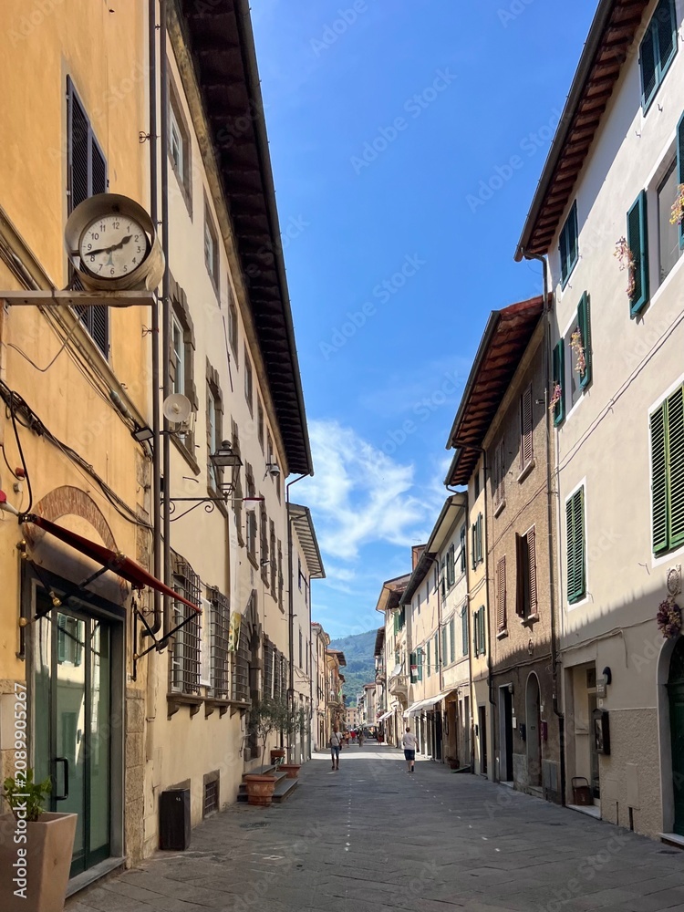 Fototapeta premium Camaiore historical city center narrow streets, Lucca, Tuscany, Italy