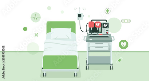 Hospital Room Scene Displaying Modern Medical Equipment Designed For Patient Care