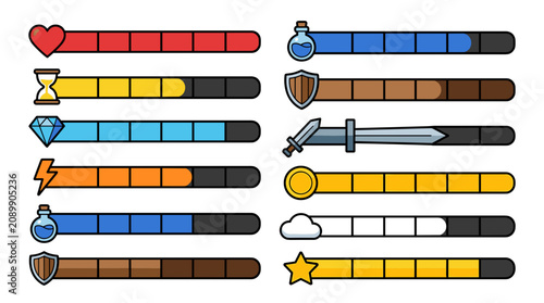 Colorful game icons with various symbols displayed