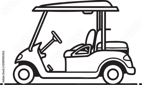 Golf cart line art illustration