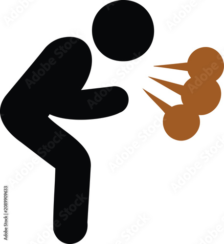 Foto Person coughing up brown sputum or phlegm in a medical illustration  health issu
