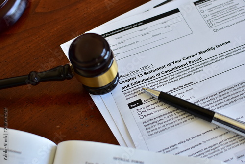Photos Chapter 13 bankruptcy form for debt reorganization and repayment plan/ filing fo