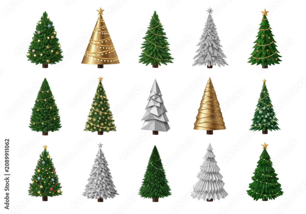 Obraz premium Collection of various christmas trees