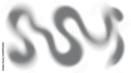 Three capital s letters made of halftone dotted pattern on a transparent background, vector illustration in black and white.