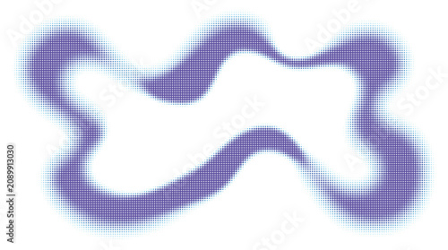 Wavy abstract purple band with dotted pattern and light blue outline, elegant fluid shape on transparent grid background.