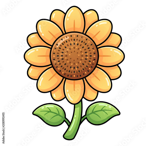 Bright yellow sunflower clipart element for natural pattern design