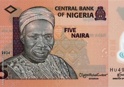 5 Naira Nigeria with portrait of Abubakar Tafawa Balewa. New polymer money of Nigeria