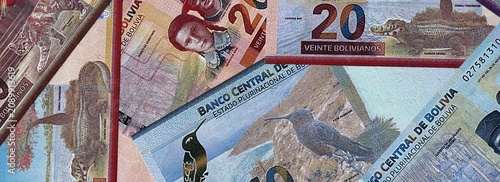 Bilde på lerret Bolivian boliviano money bills in pile