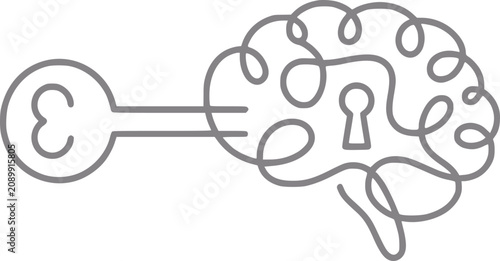 Tableau sur toile Key unlocking the brain, symbolizing knowledge and understanding