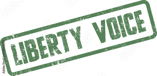 Фотография A vibrant green grunge rubber stamp boldly presents the powerful words Liberty V
