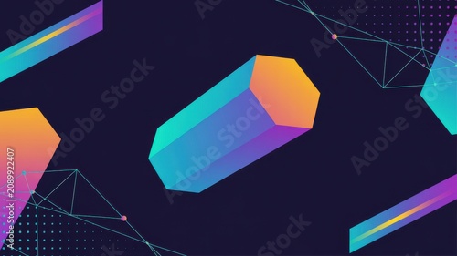 Colorful abstract geometric shapes with gradient background