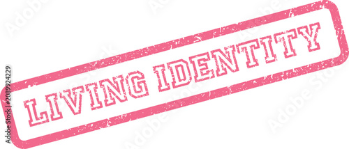 Tablou pe pânză A vibrant pink distressed rubber stamp impression displaying the words Living Id