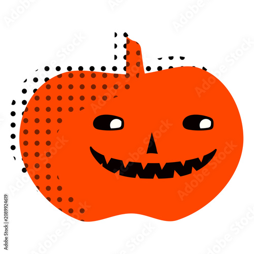 Bild auf Leinwand Carved pumpkin halftone illustration