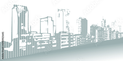 City buildings abstract background. Smart city, urban concept, real estate, organization office, future cityscape, skyline panorama, skyscraper architecture, building construction tech concept.
