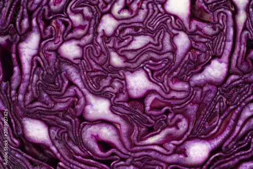 Half of fresh red cabbage texture, as background. Healthy food, fresh vegetables.